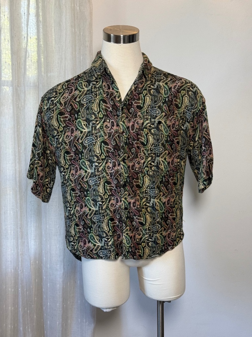 Vintage Shirt Junction Paisley Camp Shirt Rayon Men's L 90s Grunge